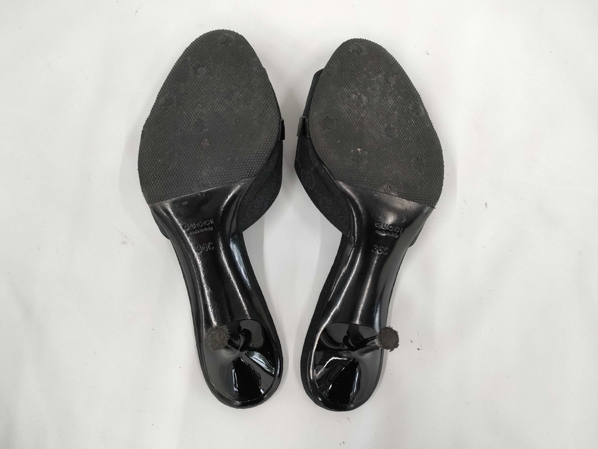 GUCCI Horsebit GG Canvas Open-Toe Sandals Size 36