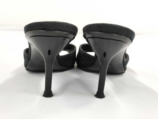 GUCCI Horsebit GG Canvas Open-Toe Sandals Size 36
