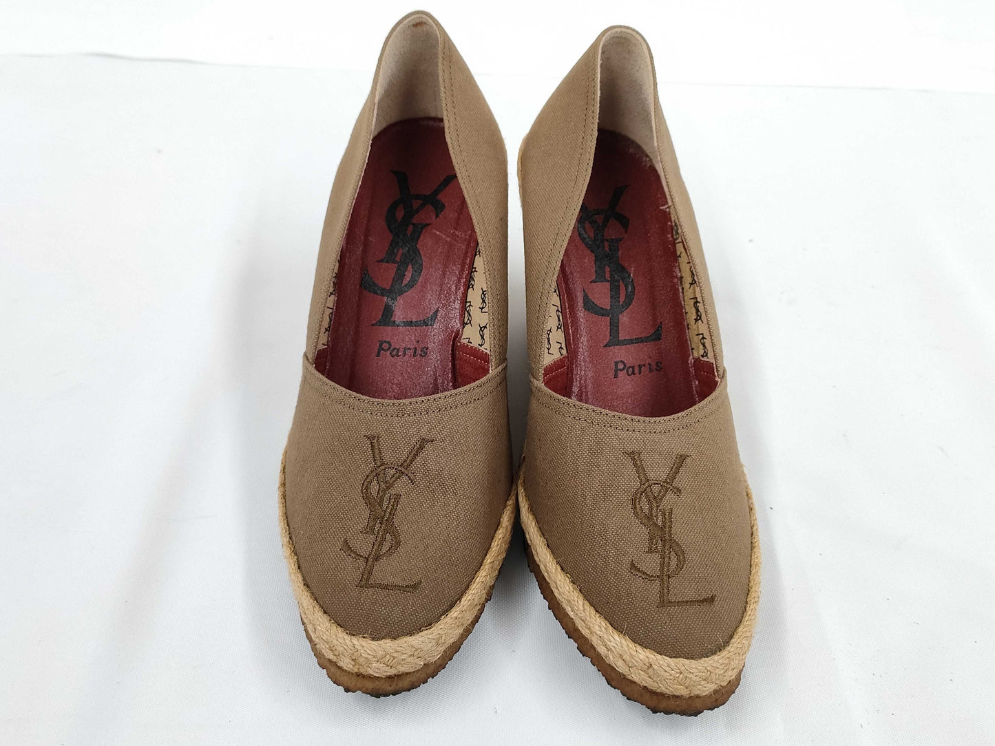 Yves Saint Laurent Logo Canvas Espadrilles Size 35.5 Pumps