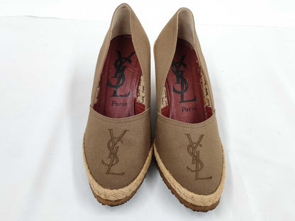 Yves Saint Laurent Logo Canvas Espadrilles Size 35.5 Pumps
