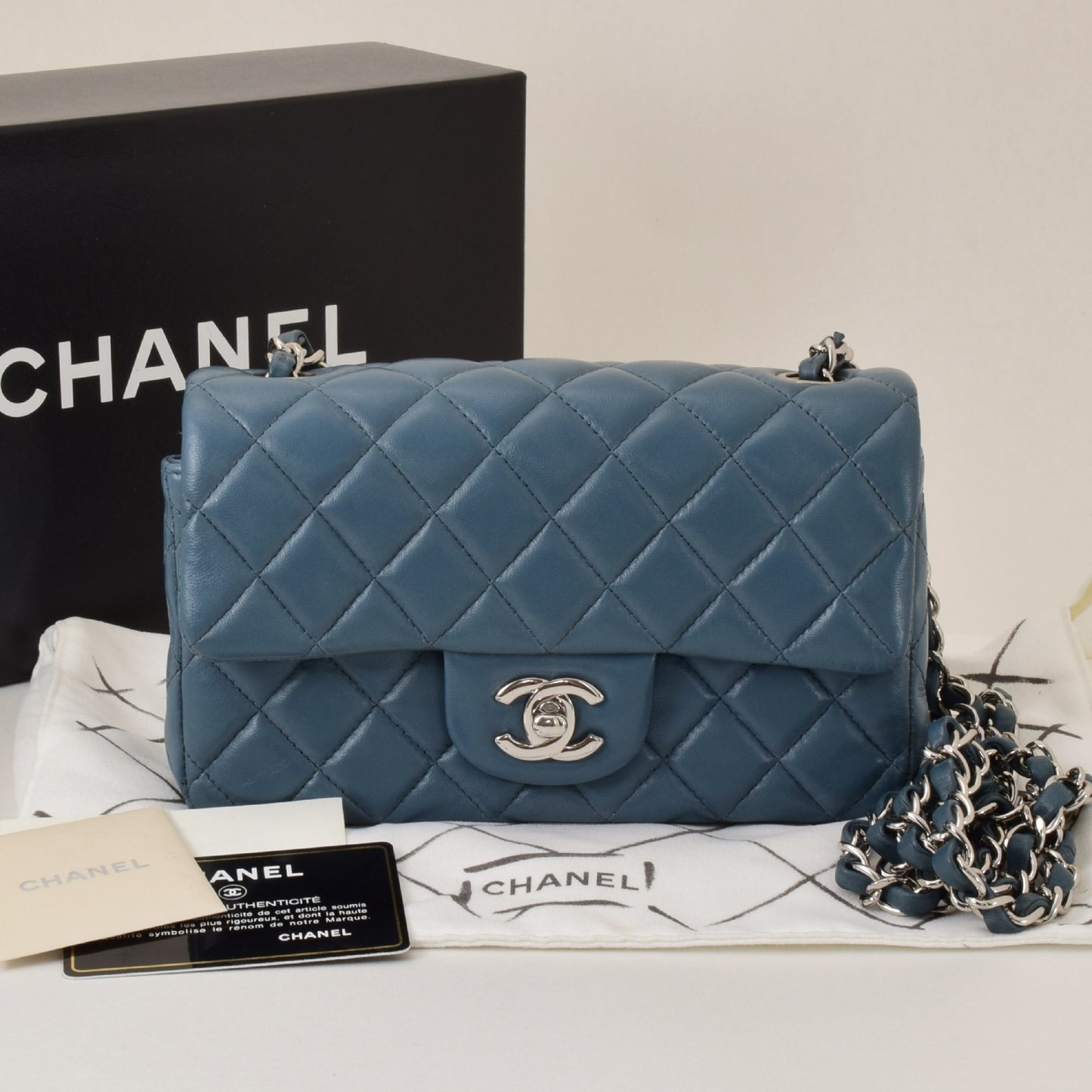 CHANEL Matelasse Minimato Chain Shoulder Bag, 20cm, Lambskin, with Sticker and Card