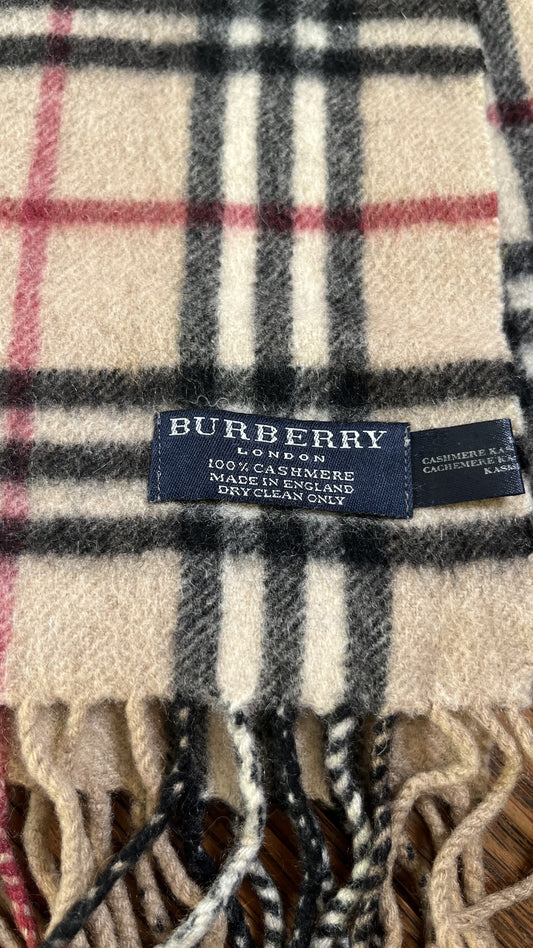 BURBERRY [Rare] BURBERRY Nova Check Cashmere Scarf Length: 152cm Width: 29cm 100% Cashmere Rare Color Nova Check White Beige Scarf