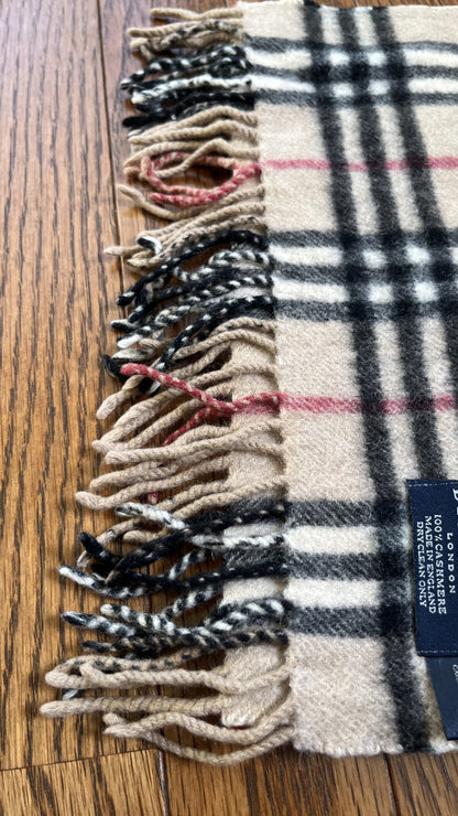 BURBERRY [Rare] BURBERRY Nova Check Cashmere Scarf Length: 152cm Width: 29cm 100% Cashmere Rare Color Nova Check White Beige Scarf