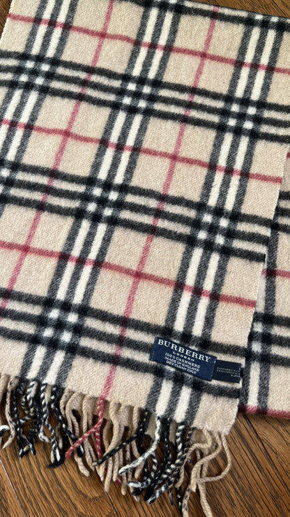 BURBERRY [Rare] BURBERRY Nova Check Cashmere Scarf Length: 152cm Width: 29cm 100% Cashmere Rare Color Nova Check White Beige Scarf