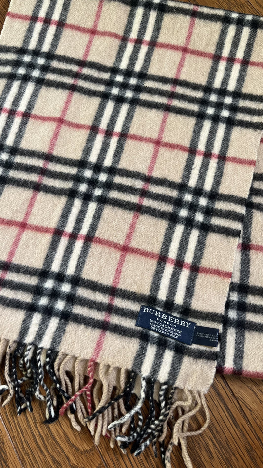BURBERRY [Rare] BURBERRY Nova Check Cashmere Scarf Length: 152cm Width: 29cm 100% Cashmere Rare Color Nova Check White Beige Scarf