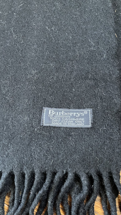 BURBERRY [Rare] BURBERRY Cashmere Scarf, Solid Color, Length: 140cm, Width: 29.5cm, 100% Cashmere, Rare Color, Solid Black, Scarf