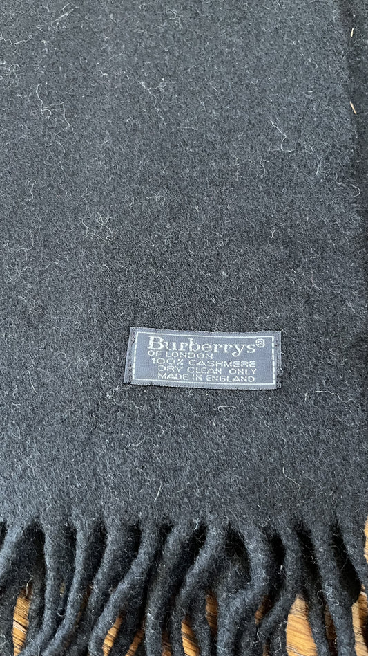 BURBERRY [Rare] BURBERRY Cashmere Scarf, Solid Color, Length: 140cm, Width: 29.5cm, 100% Cashmere, Rare Color, Solid Black, Scarf