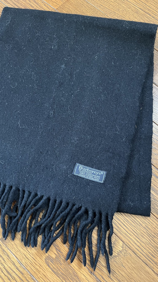 BURBERRY [Rare] BURBERRY Cashmere Scarf, Solid Color, Length: 140cm, Width: 29.5cm, 100% Cashmere, Rare Color, Solid Black, Scarf