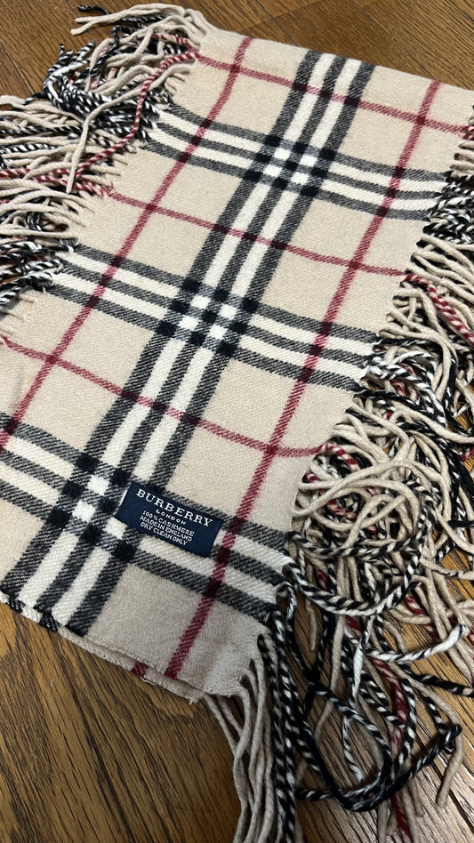 BURBERRY [Rare] BURBERRY Nova Check Scarf Length: 144cm Width: 19cm 100% Cashmere Nova Check Scarf with Side Fringe