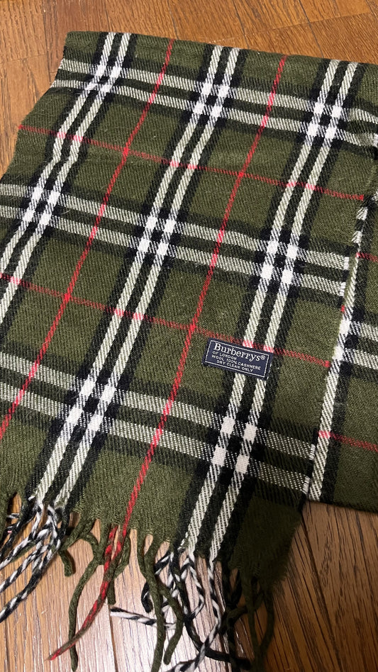 BURBERRY [Rare] BURBERRY Cashmere Scarf Length: 152cm Width: 29cm 100% Cashmere Rare Color Green Scarf