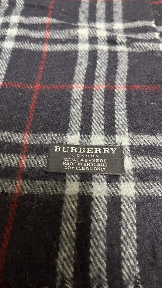 BURBERRY [Rare] Cashmere Scarf Length: 142cm Width: 31cm 100% Cashmere Rare Color Navy Scarf