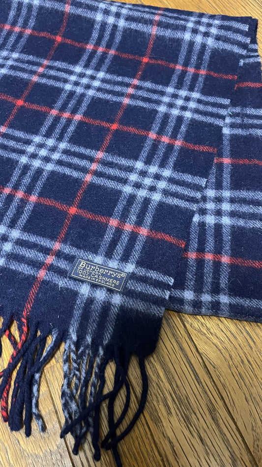 BURBERRY [Rare] Cashmere Scarf Length: 166cm Width: 34cm 100% Cashmere Rare Color Navy Scarf