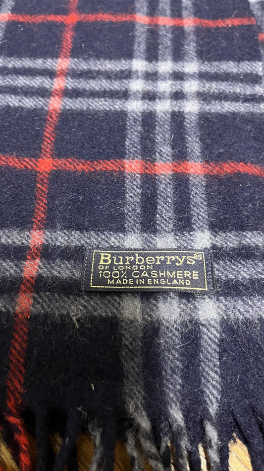 BURBERRY [Rare] Cashmere Scarf Length: 166cm Width: 34cm 100% Cashmere Rare Color Navy Scarf