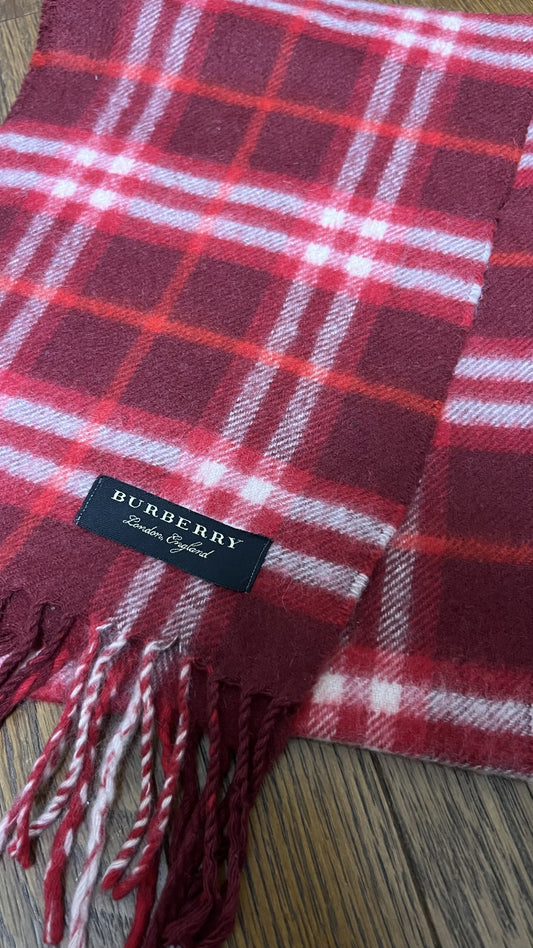 BURBERRY [Rare] Cashmere Scarf Length: 120cm Width: 20.5cm 100% Cashmere Rare Color Red Scarf