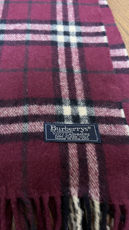 BURBERRY [Rare] Cashmere Scarf Length: 158cm Width: 30cm 100% Cashmere Rare Color Red Scarf