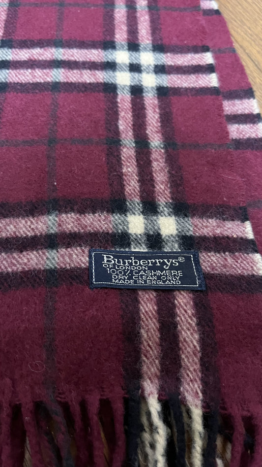 BURBERRY [Rare] Cashmere Scarf Length: 158cm Width: 30cm 100% Cashmere Rare Color Red Scarf