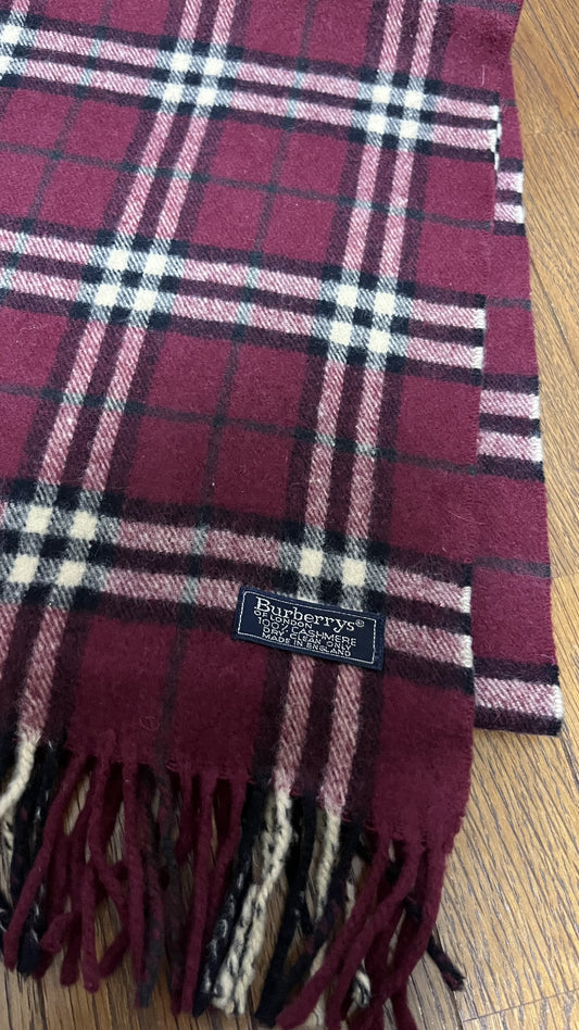 BURBERRY [Rare] Cashmere Scarf Length: 158cm Width: 30cm 100% Cashmere Rare Color Red Scarf