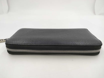 Miu Miu Leather Round Zip Long Wallet Black Bag