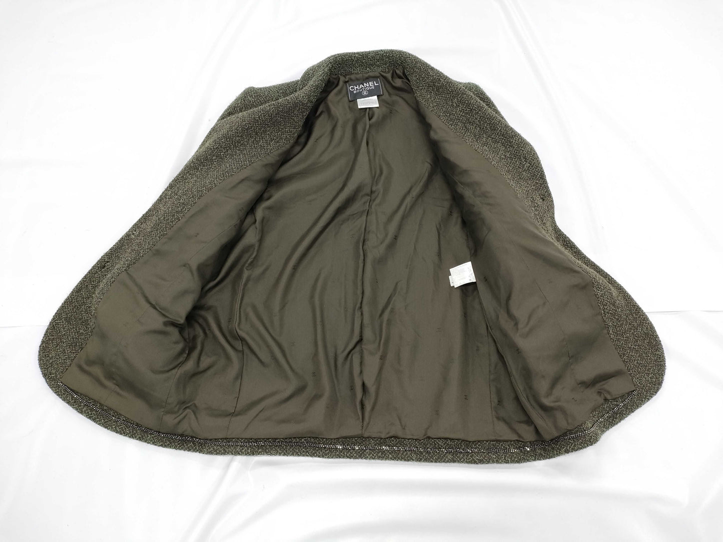 CHANEL CHANEL 97A Chanel 40 Green Tweed Jacket Jacket