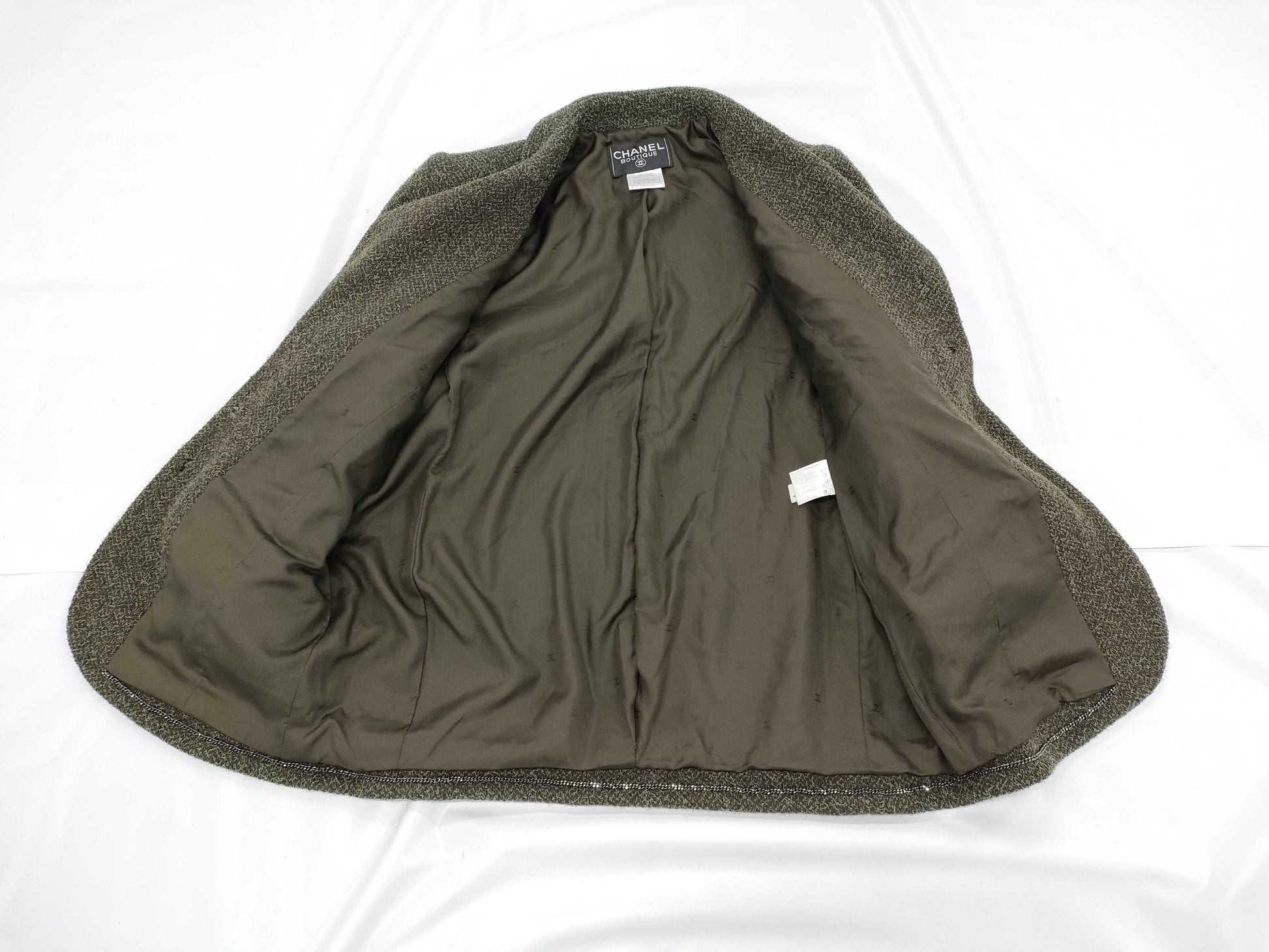 CHANEL CHANEL 97A Chanel 40 Green Tweed Jacket Jacket