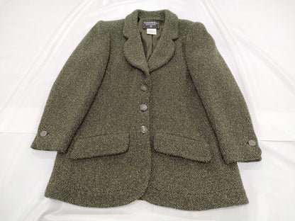 CHANEL CHANEL 97A Chanel 40 Green Tweed Jacket Jacket