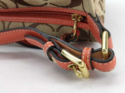 COACH Signature Handbag with Hand Pouch, Box, and Dust Bag