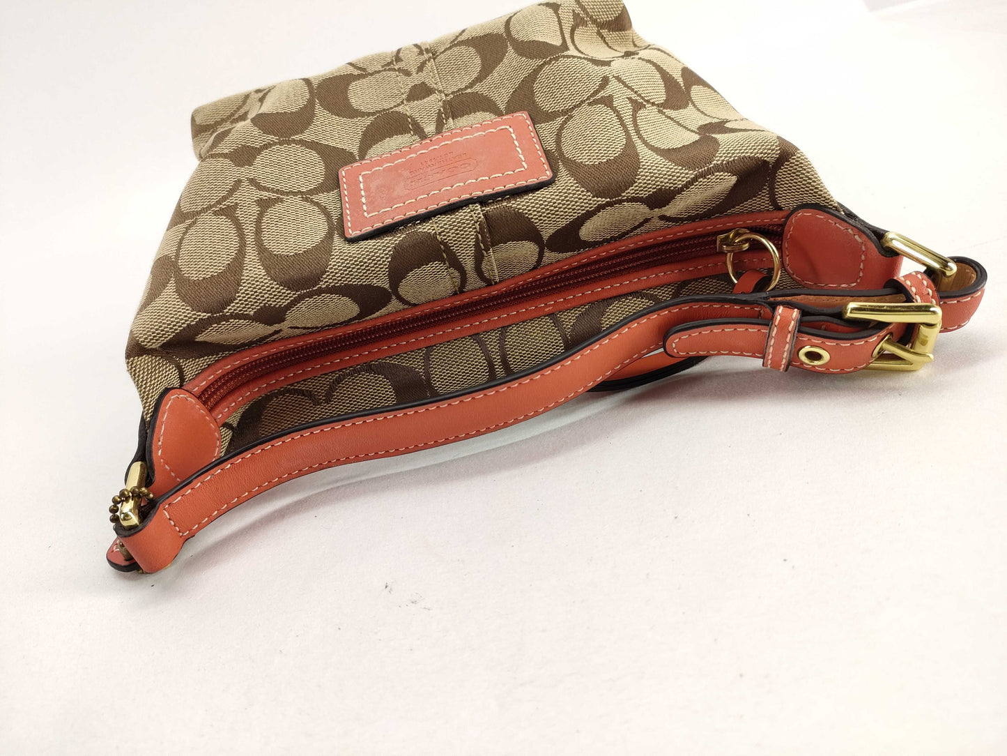 COACH Signature Handbag with Hand Pouch, Box, and Dust Bag