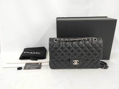 CHANEL Matelasse Double Flap Chain Shoulder Bag, Lambskin