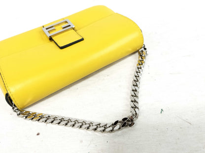 FENDI Micro Bucket Leather Shoulder Bag Yellow Handbag