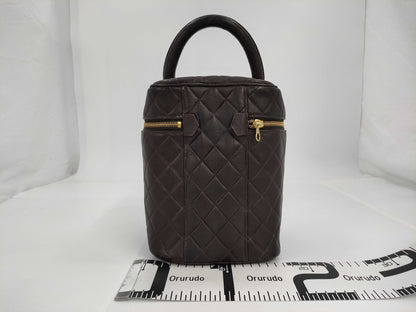 CHANEL Matlasse Chanel Matlasse Vertical Brown Vanity Bag