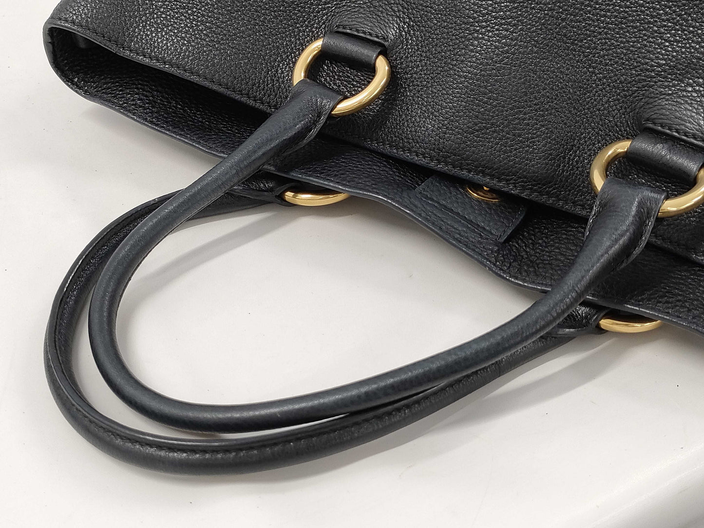 PRADA 2-Way Leather Tote Bag Shoulder Bag Black Tote Bag