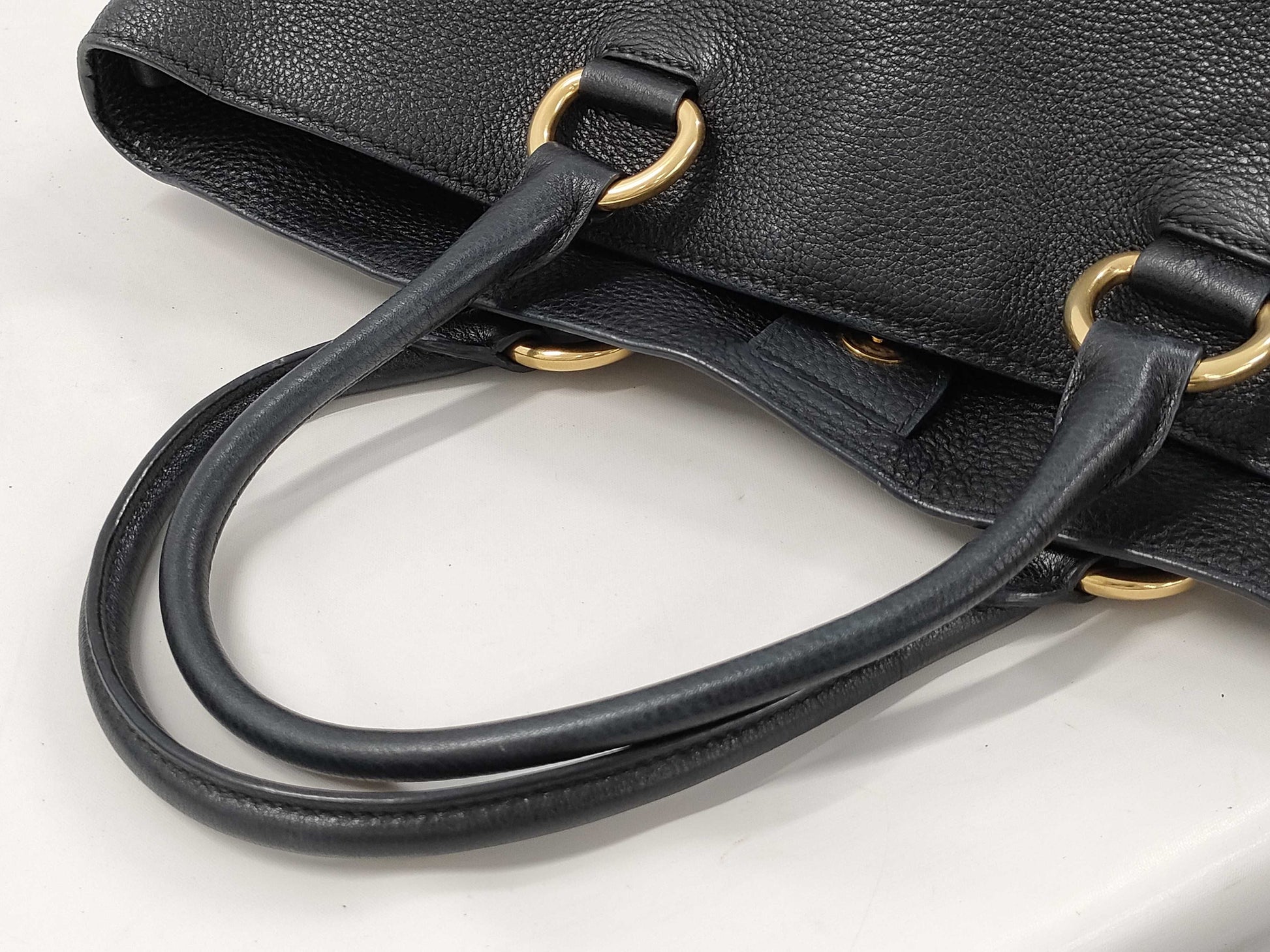 PRADA 2-Way Leather Tote Bag Shoulder Bag Black Tote Bag