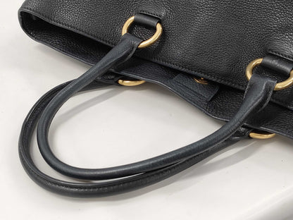PRADA 2-Way Leather Tote Bag Shoulder Bag Black Tote Bag