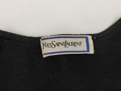 Yves Saint Laurent Black Cardigan with YSL Embroidery and Gold Buttons, Size M