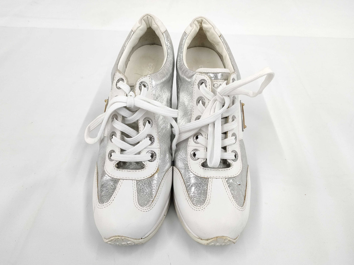 DOLCE & GABBANA Women's Leather Heel Sneakers, Size 24.5cm, Size 39