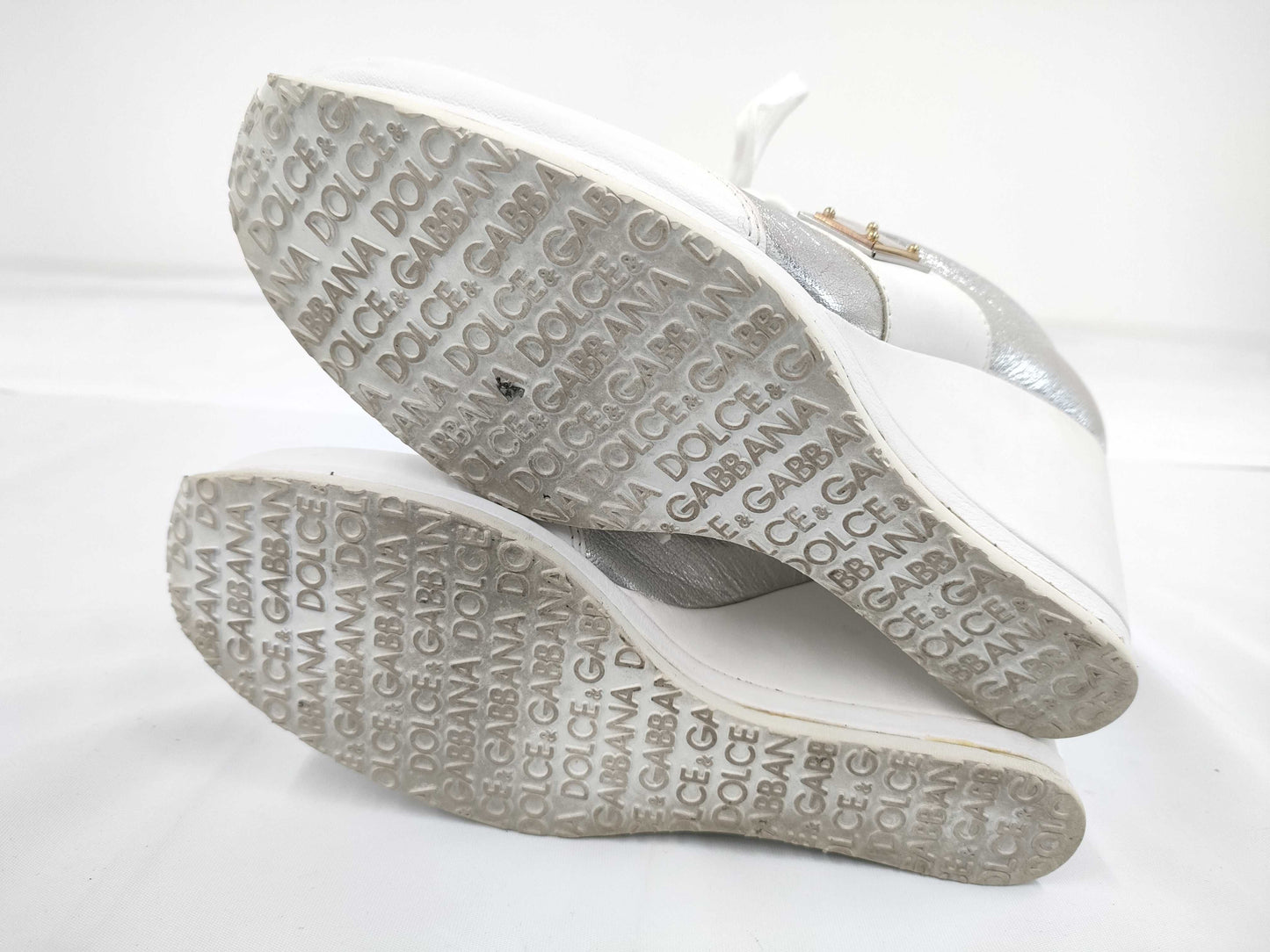 DOLCE & GABBANA Women's Leather Heel Sneakers, Size 24.5cm, Size 39