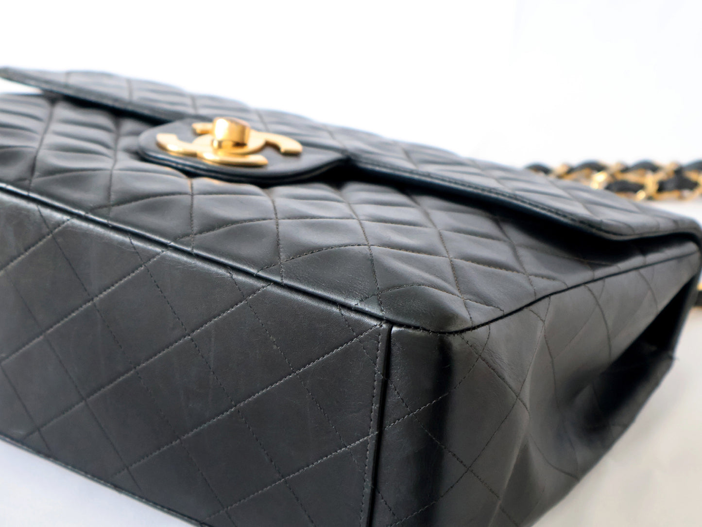 CHANEL Seal Deca Matasse Lambskin W Chain Shoulder Black Shoulder Bag