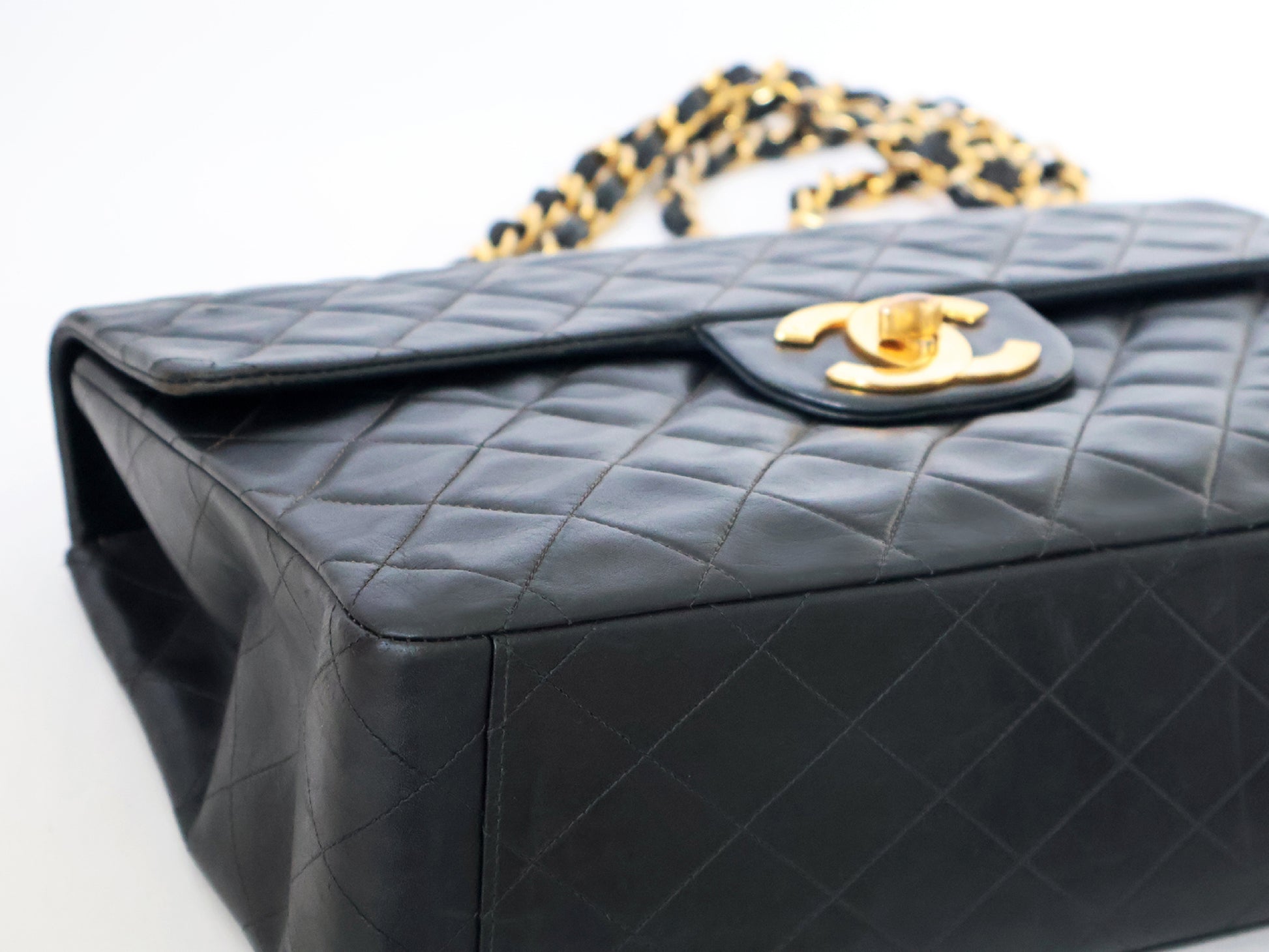 CHANEL Seal Deca Matasse Lambskin W Chain Shoulder Black Shoulder Bag