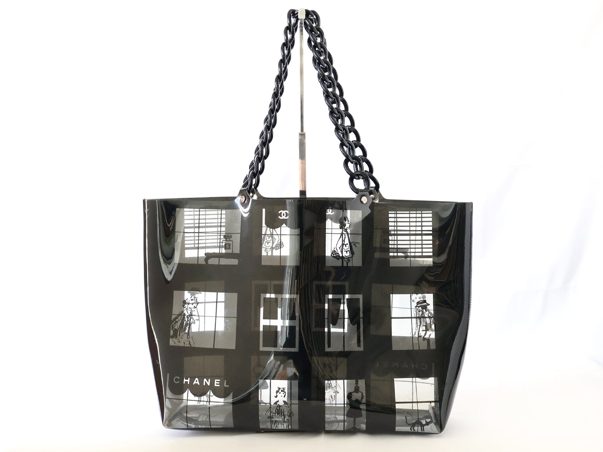 CHANEL Seal Yuri 8 Windows Line Tote Bag Black Tote Bag