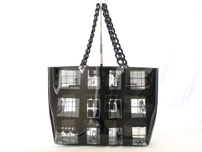 CHANEL Seal Yuri 8 Windows Line Tote Bag Black Tote Bag