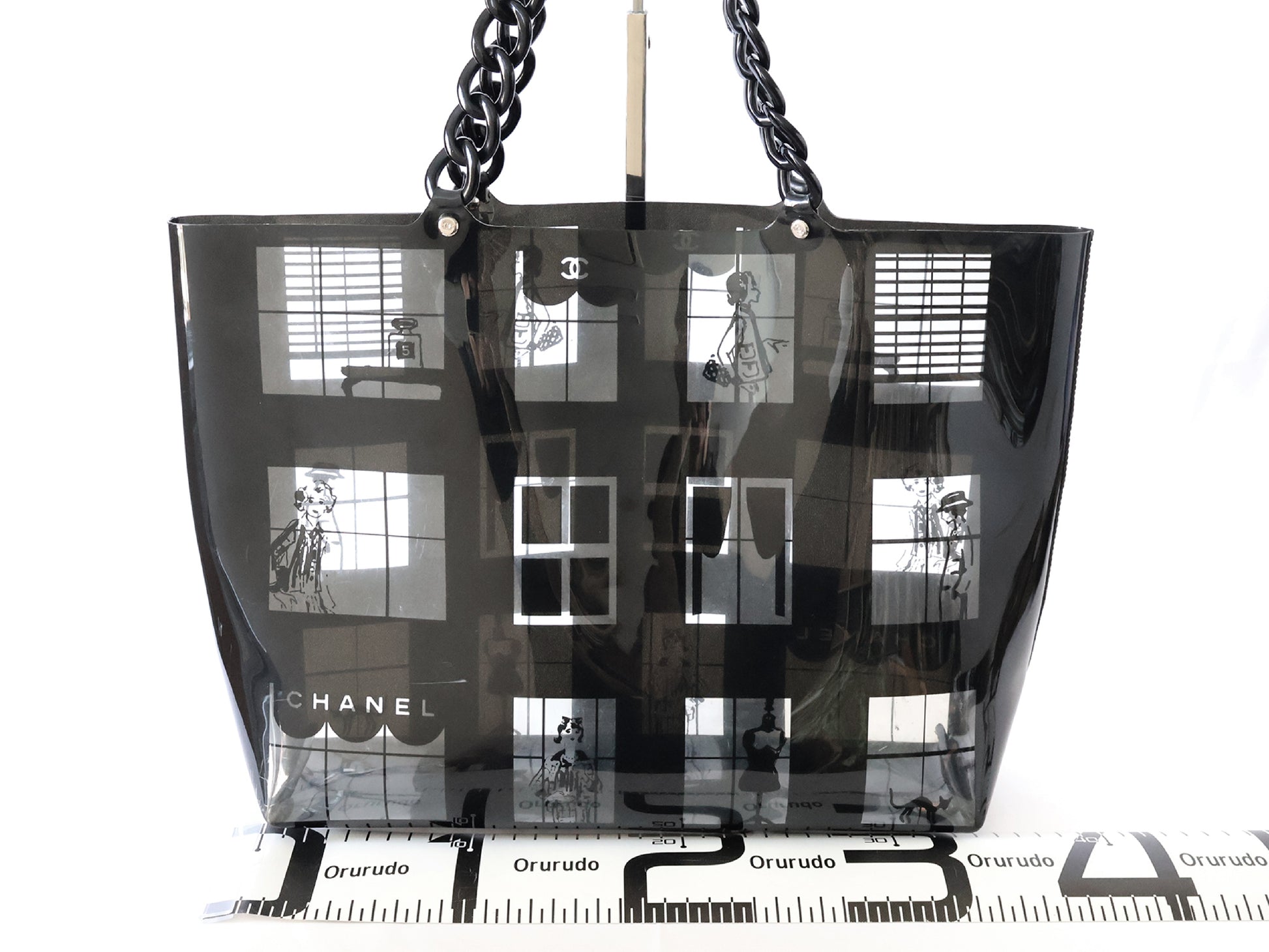 CHANEL Seal Yuri 8 Windows Line Tote Bag Black Tote Bag