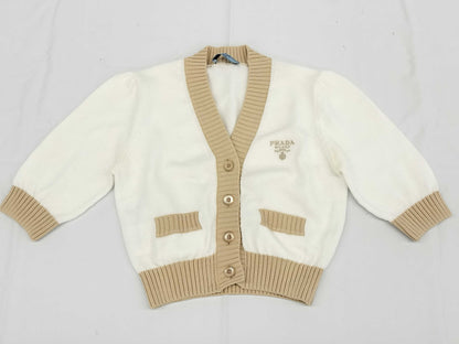 PRADA Prada Short Cardigan with Logo, RFID Verified, Size 38