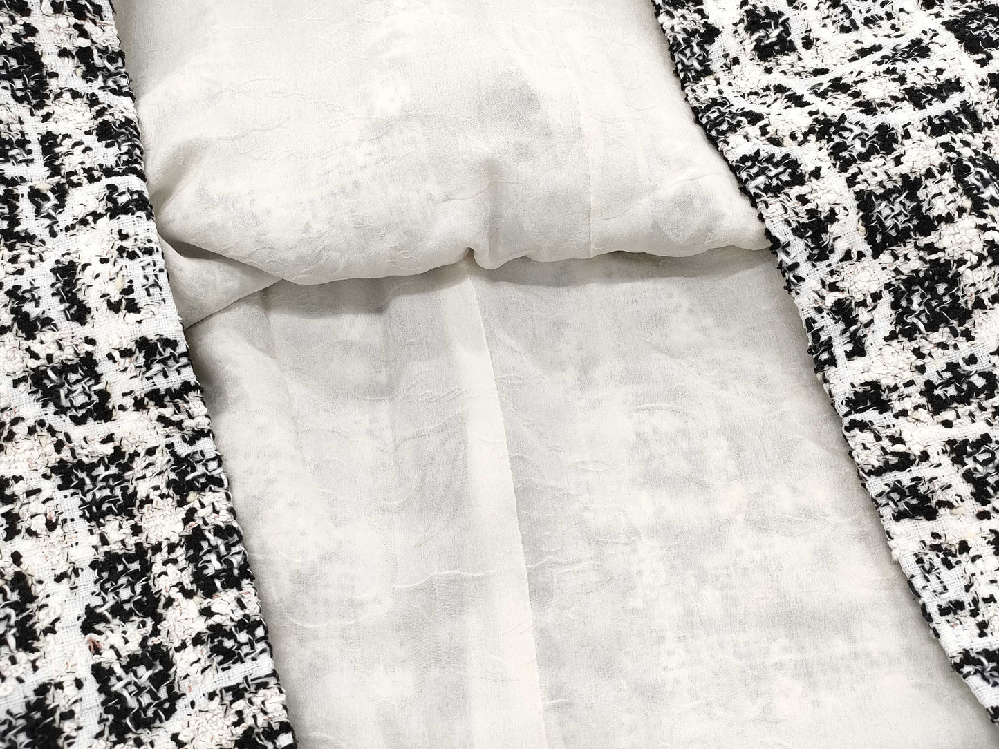 CHANEL CHANEL Dress P49151V35968 Size 34 Mixed Tweed Dress with Crystal Buttons