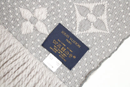 LOUIS VUITTON Vuitton Echarpe Logomania Muffler Wool Silk Grey Muffler