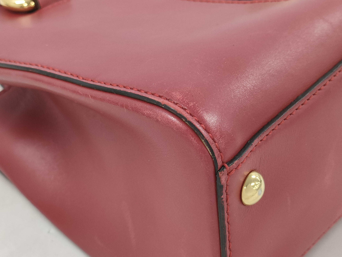 GUCCI 460381 Leather Sylvie 2-Way Handbag Red with Strap