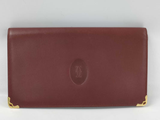 Cartier Must Line Bifold Wallet with Clasp Closure, Bordeaux, with Box