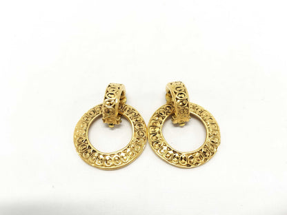 CHANEL Swing Hoop Earrings, Metal Gold, Women's, with Box