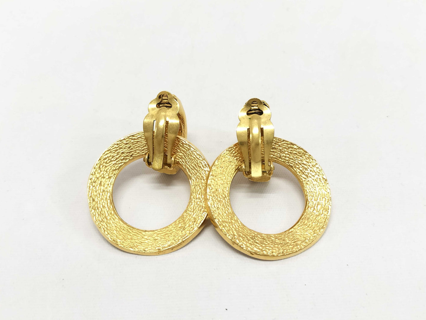 CHANEL Swing Hoop Earrings, Metal Gold, Women's, with Box