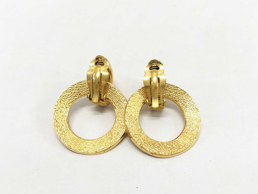 CHANEL Swing Hoop Earrings, Metal Gold, Women's, with Box