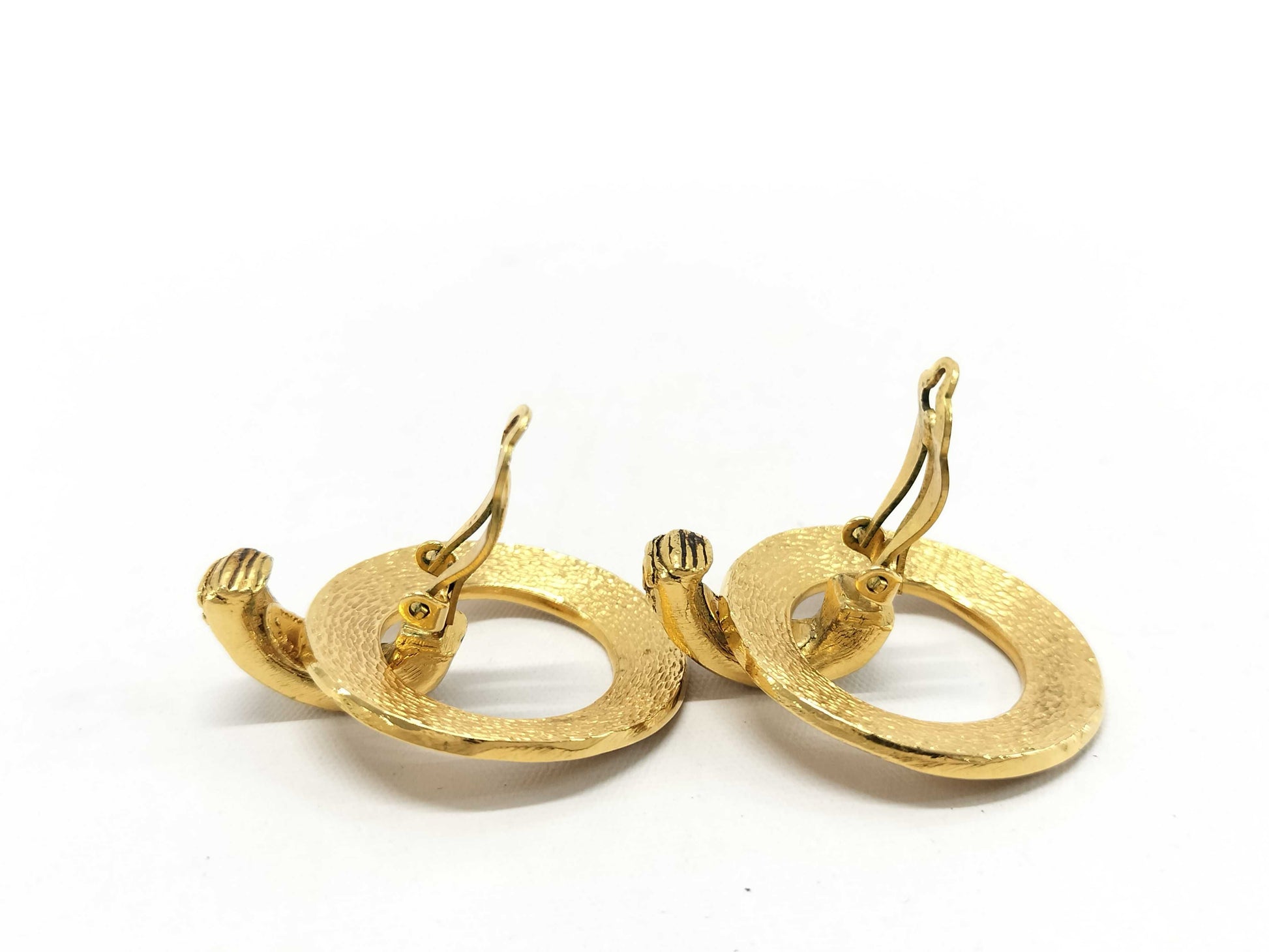 CHANEL Swing Hoop Earrings, Metal Gold, Women's, with Box